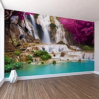 Tropical Waterfall Wall Mural – Turquoise Lagoon Nature Design