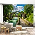 Stone Bridge River Wall Mural – Scenic Nature Village Landscape Design