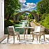 Stone Bridge River Wall Mural – Scenic Nature Village Landscape Design