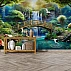 Fantasy Garden Waterfall Wall Mural – Lush Bridge Landscape Design Fantasy Garden Waterfall Wall Mural – Lush Bridge Landscape Design