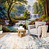 Enchanted Waterfall Forest Wall Mural – Vibrant Nature Landscape Wallpaper for Living Room