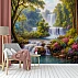 Enchanted Waterfall Forest Wall Mural – Vibrant Nature Landscape Wallpaper for Living Room