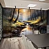 Sunlit Forest Stream Wall Mural – Tranquil Nature Landscape Design