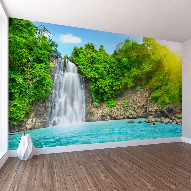 Tropical Waterfall Wall Mural – Jungle Lagoon Nature Landscape Tropical Waterfall Wall Mural – Jungle Lagoon Nature Landscape