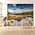 Autumn Lake Reflection Wall Mural – Scenic Mountain Water Landscape Wallpaper for Dining Room