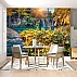Sunlit Waterfall Path Wall Mural – Vibrant Nature Landscape Wallpaper for Living Room