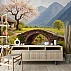 Countryside Cottage Bridge Wall Mural – Mountain Valley Landscape Design Countryside Cottage Bridge Wall Mural – Mountain Valley Landscape Design