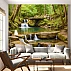 Forest Waterfall Wall Mural – Serene Green Nature Landscape Design