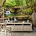 Forest Waterfall Wall Mural – Serene Green Nature Landscape Design
