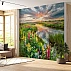 Colorful Meadow River Wall Mural – Sunset Nature Landscape Design