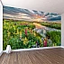 Colorful Meadow River Wall Mural – Sunset Nature Landscape Design