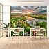 Colorful Meadow River Wall Mural – Sunset Nature Landscape Design