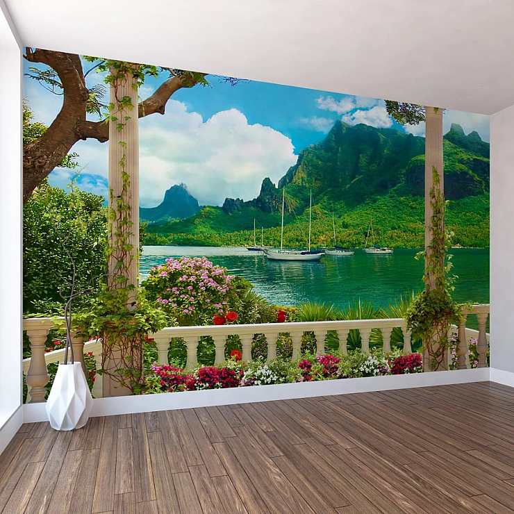 Lake View Terrace Wall Mural – Mountain Garden Scenic Design Lake View Terrace Wall Mural – Mountain Garden Scenic Design