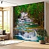 Multi-Tier Jungle Waterfall Wall Mural – Emerald Cascade Nature Wallpaper for Living Room