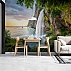 Coastal Cliff Waterfall Wall Mural – Mediterranean Sea View Wallpaper for Dining & Living Room
