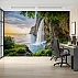 Coastal Cliff Waterfall Wall Mural – Mediterranean Sea View Wallpaper for Dining & Living Room