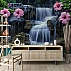 Floral Waterfall Wall Mural – Tropical Flowers Nature Cascade Design