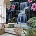 Floral Waterfall Wall Mural – Tropical Flowers Nature Cascade Design