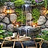 Natural Stone Waterfall Wall Mural – Relaxing Garden Fountain Wallpaper for Living Room