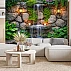 Natural Stone Waterfall Wall Mural – Relaxing Garden Fountain Wallpaper for Living Room