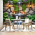 Natural Stone Waterfall Wall Mural – Relaxing Garden Fountain Wallpaper for Living Room