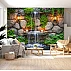 Natural Stone Waterfall Wall Mural – Relaxing Garden Fountain Wallpaper for Living Room
