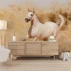 White Running Horse Wall Mural – Elegant Desert Motion Design