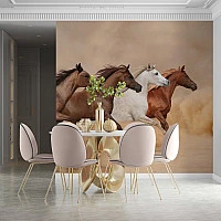 Running Horses Wall Mural – Elegant Equestrian Nature Design