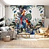 Tropical Parrot Jungle Wall Mural – Colorful Botanical Bird Design