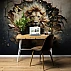 Exploding Lion Wall Mural – Dynamic 3D Power Breakthrough Design