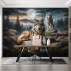 Moonlight Wolves Wall Mural – Wild Forest Night Landscape Design