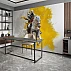 Dynamic Knight on Horse Wall Mural – Bold Yellow Abstract Action Wallpaper