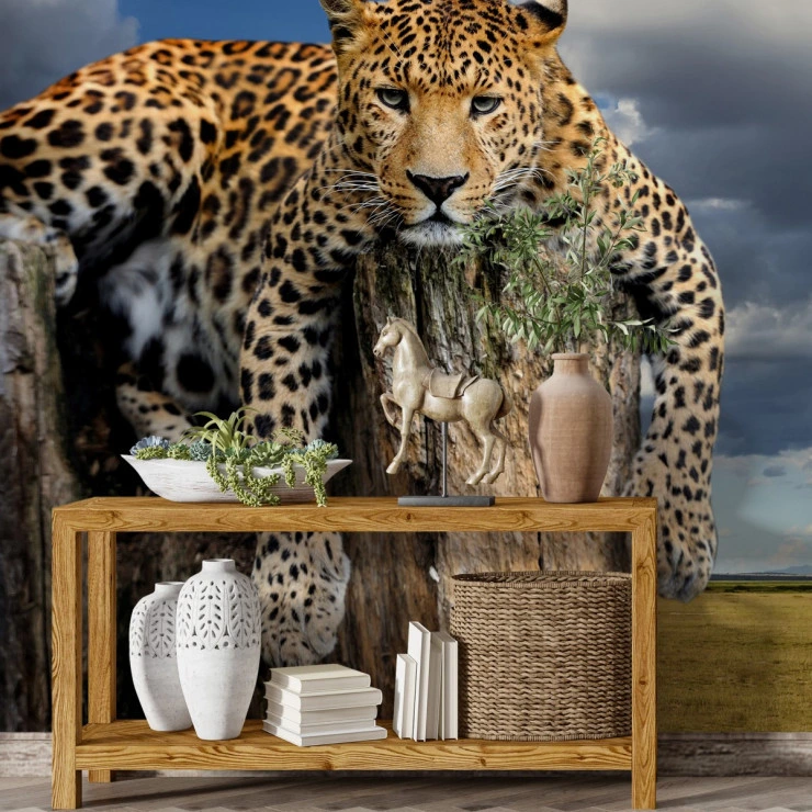 Leopard Close-Up Wall Mural – Wild Safari Animal Portrait Design