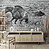 Running Horses Wall Mural – Black & White Brick Art Design