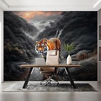 Tiger Dark Forest Wall Mural – Dramatic Wildlife Nature Design