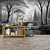 Black and White Forest Wall Mural – Misty Bridge Landscape Design