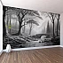Black and White Forest Wall Mural – Misty Bridge Landscape Design