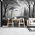 Black and White Forest Wall Mural – Misty Bridge Landscape Design