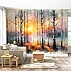 Birch Forest Sunset Wall Mural – Colorful Nature Landscape Design