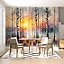 Birch Forest Sunset Wall Mural – Colorful Nature Landscape Design