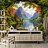 Forest Lake Wall Mural – Mountain View Nature Window Design