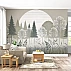 Scandinavian Forest Wall Mural – Minimal Tree Landscape Sun Design Scandinavian Forest Wall Mural – Minimal Tree Landscape Sun Design