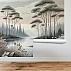 Artistic Lake Forest Wall Mural – Soft Neutral Nature Illustration Design