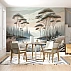 Artistic Lake Forest Wall Mural – Soft Neutral Nature Illustration Design