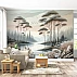 Artistic Lake Forest Wall Mural – Soft Neutral Nature Illustration Design