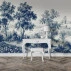 Blue Toile Landscape Wall Mural – Classic French Scenic Design