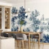 Blue Toile Landscape Wall Mural – Classic French Scenic Design
