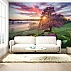 Sunset Blossom Landscape Wall Mural – Romantic Nature Scenic Wallpaper for Living Room