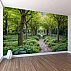 Green Garden Path Wall Mural – Symmetrical Tree Walk Nature Design