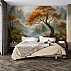 Classic Mountain Lake Wall Mural – Autumn Tree Landscape Design